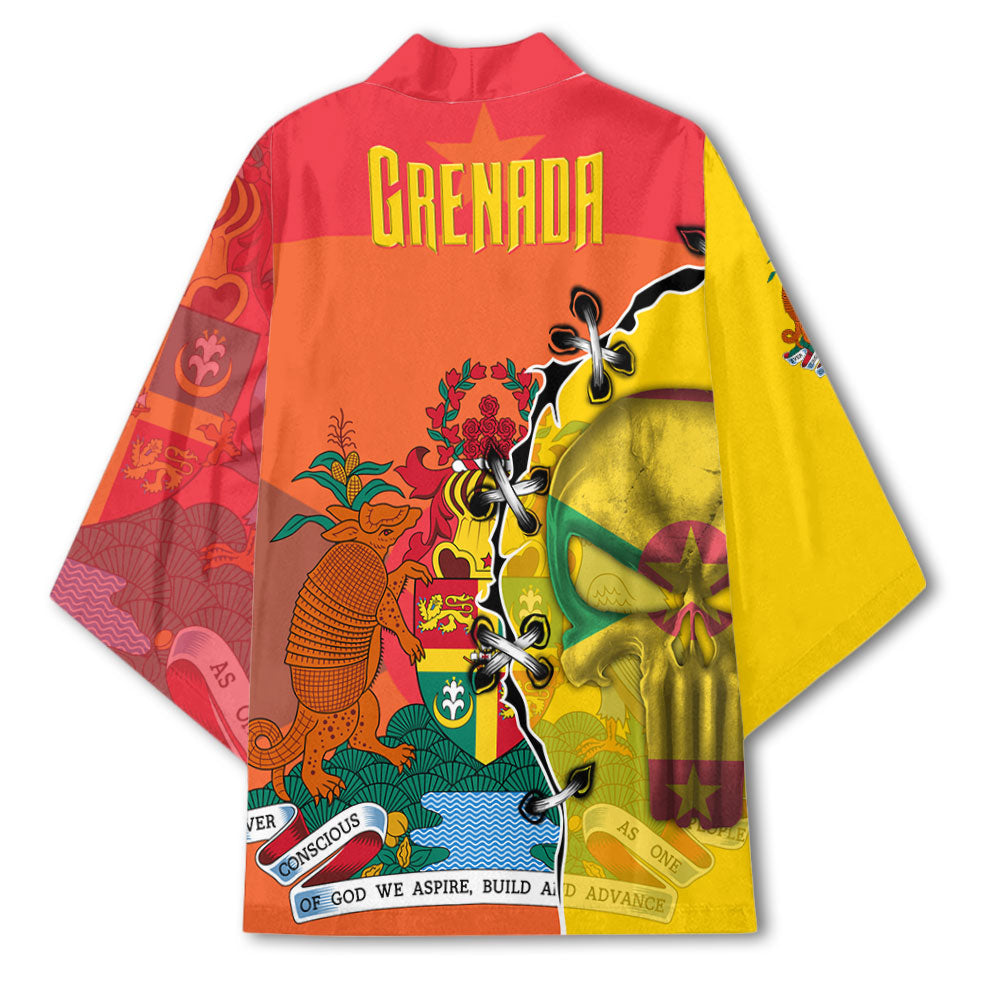 Grenada Kimono Flag & Coat Of Arms Skull Style