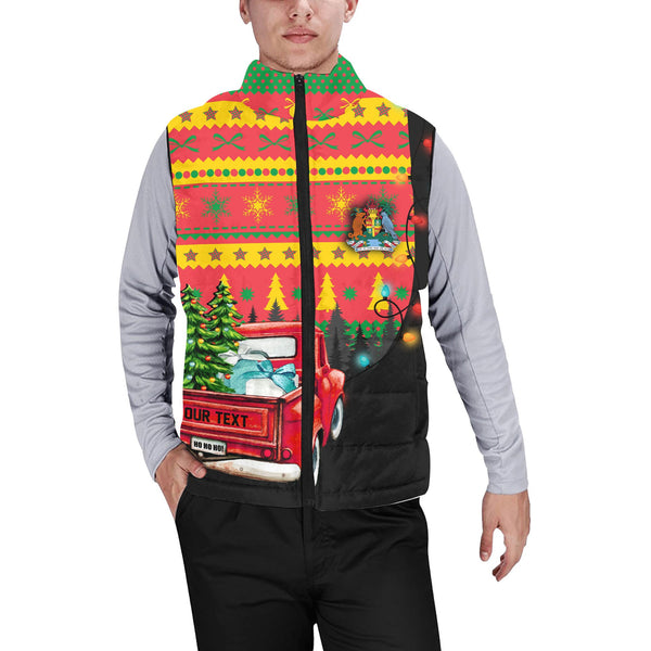 Grenada Men Padded Jacket Vest Coat Of Arms Christmas Style