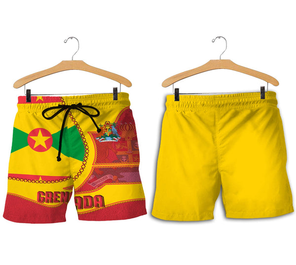 Grenada Men Short Flag & Coat Of Arms Leather Style