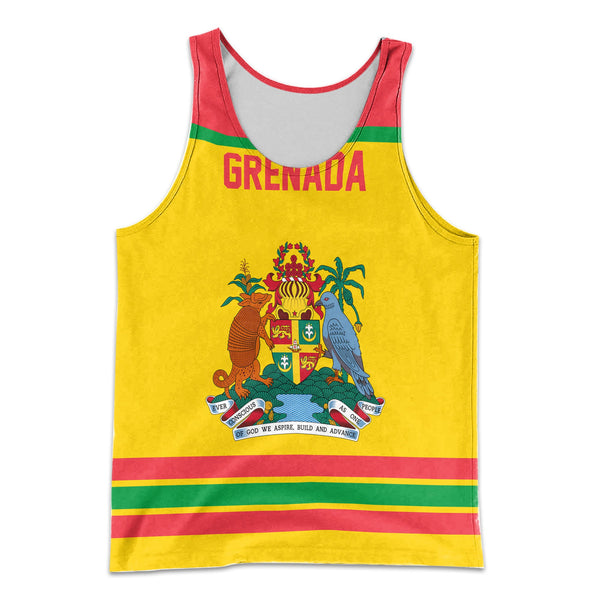 Grenada Men Tank Top Flag & Coat Of Arms Hockey Style