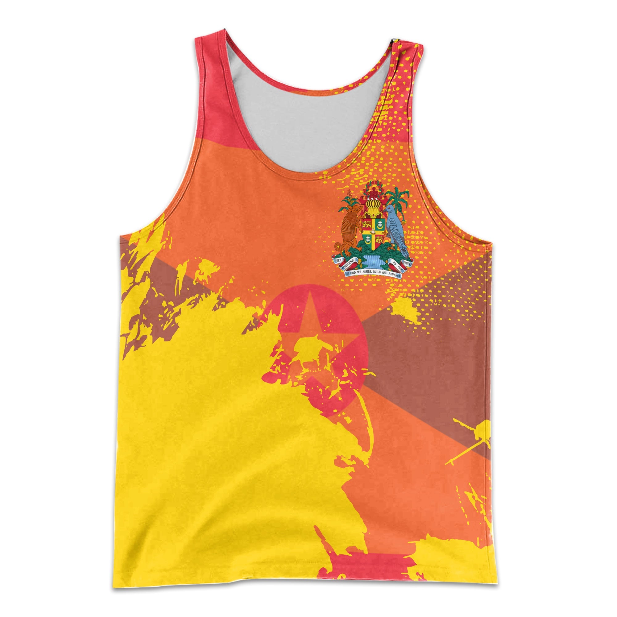 Grenada Men Tank Top Flag & Coat Of Arms Paint Style