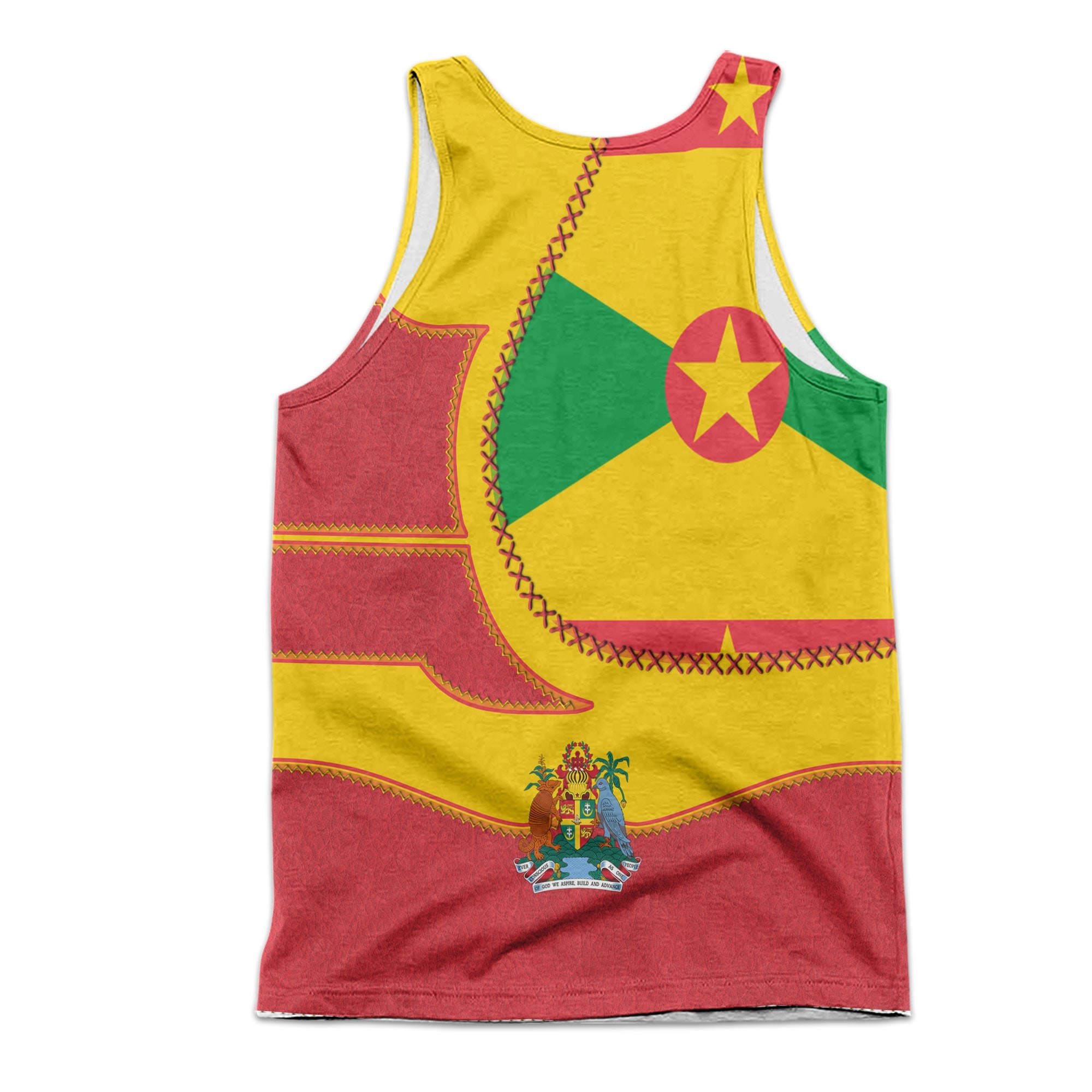 Grenada Men Tank Top Flag & Coat Of Arms Leather Style