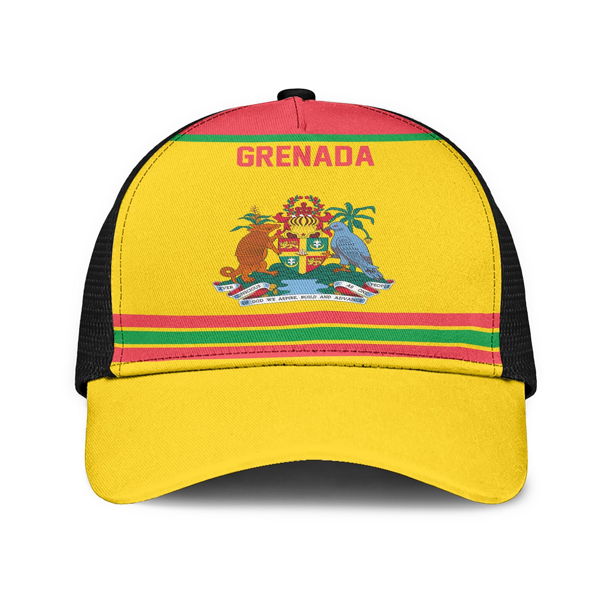 Grenada Mesh Back Cap Flag & Coat Of Arms Hockey Style