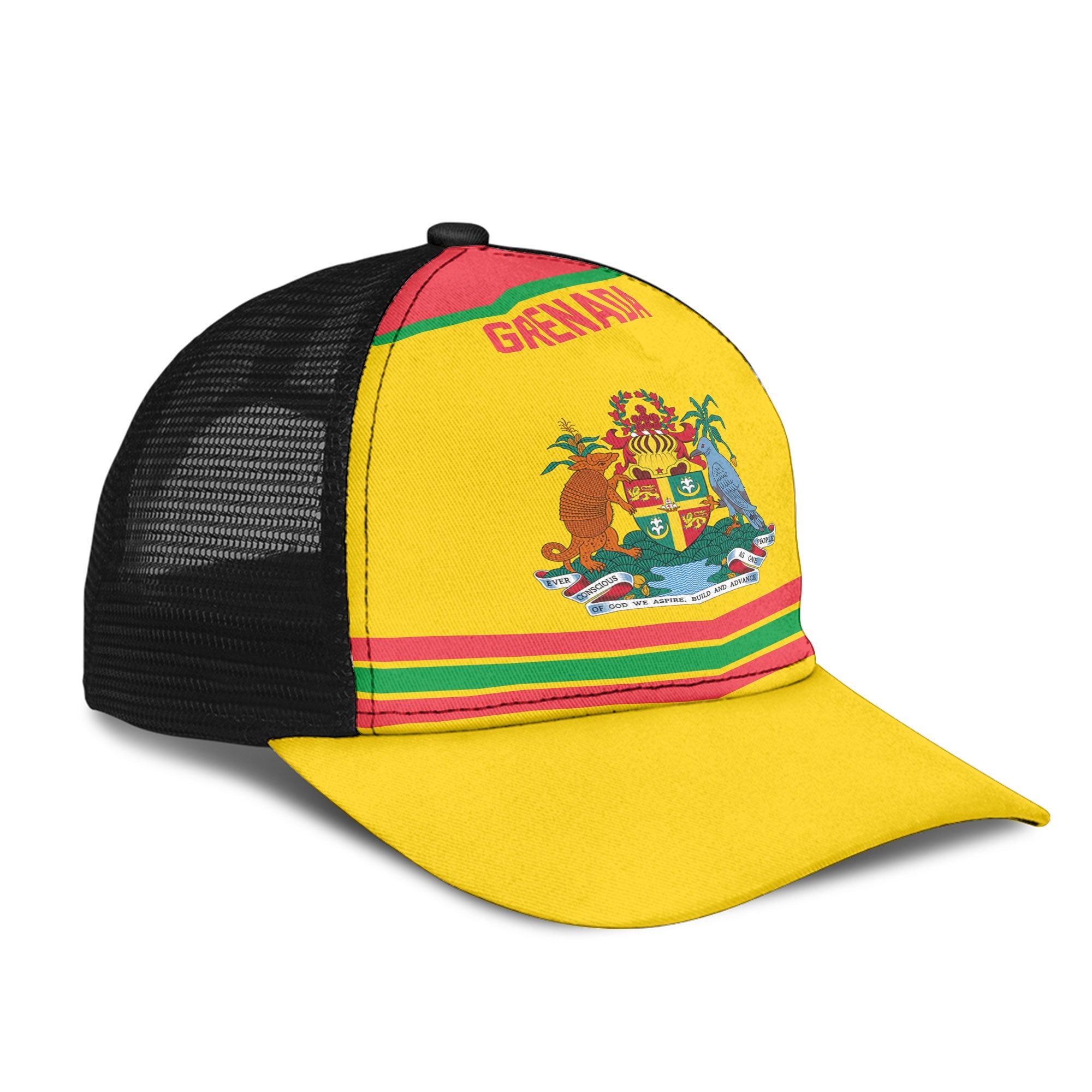 Grenada Mesh Back Cap Flag & Coat Of Arms Hockey Style