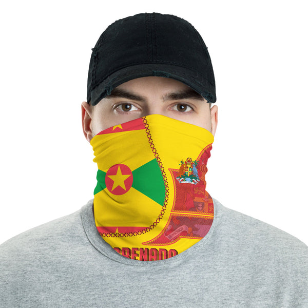 Grenada Neck Gaiter Flag & Coat Of Arms Leather Style