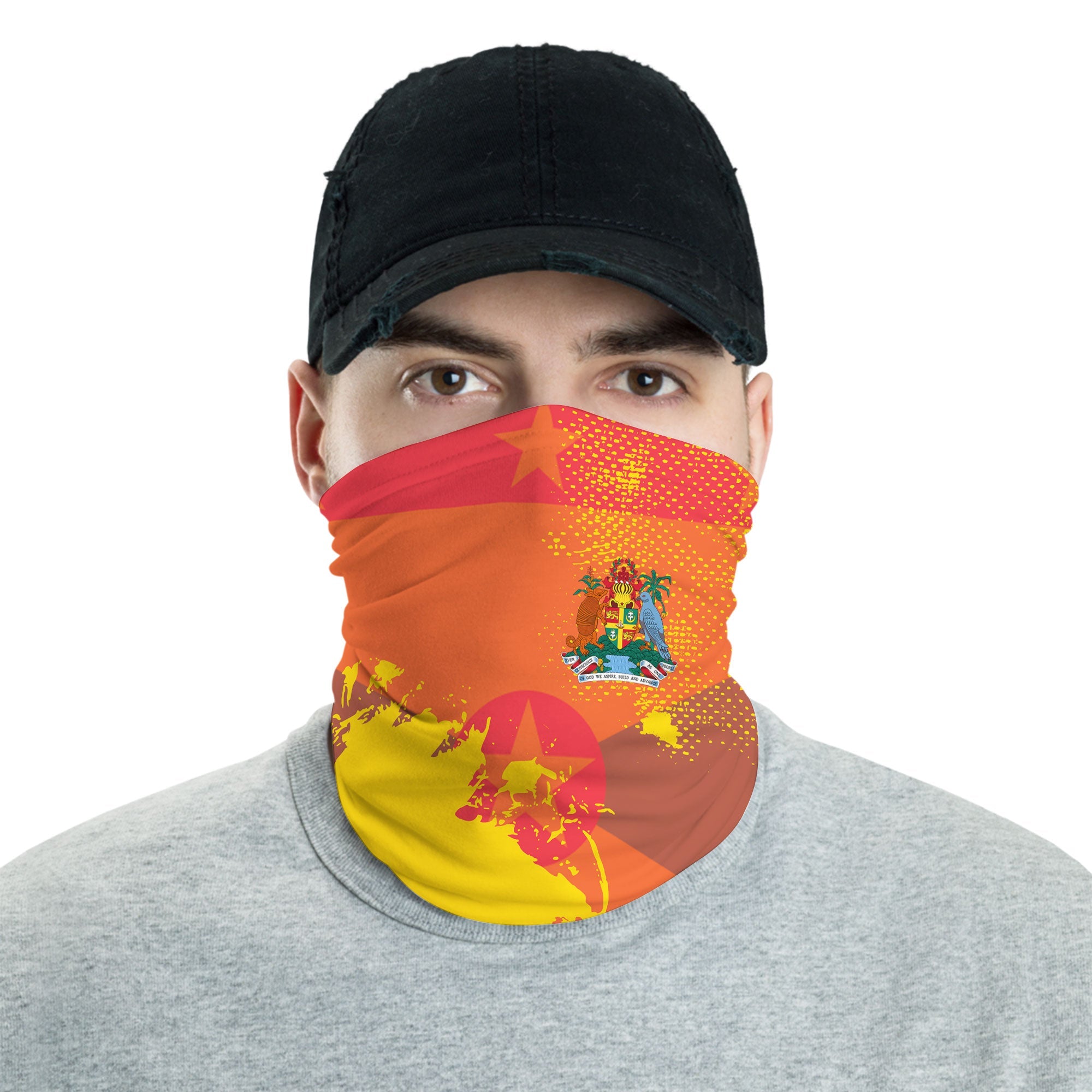 Grenada Neck Gaiter Flag & Coat Of Arms Paint Style