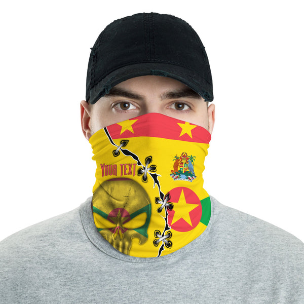 Grenada Neck Gaiter Flag & Coat Of Arms Skull Style