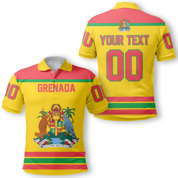 Grenada Polo Shirt Flag & Coat Of Arms Hockey Style