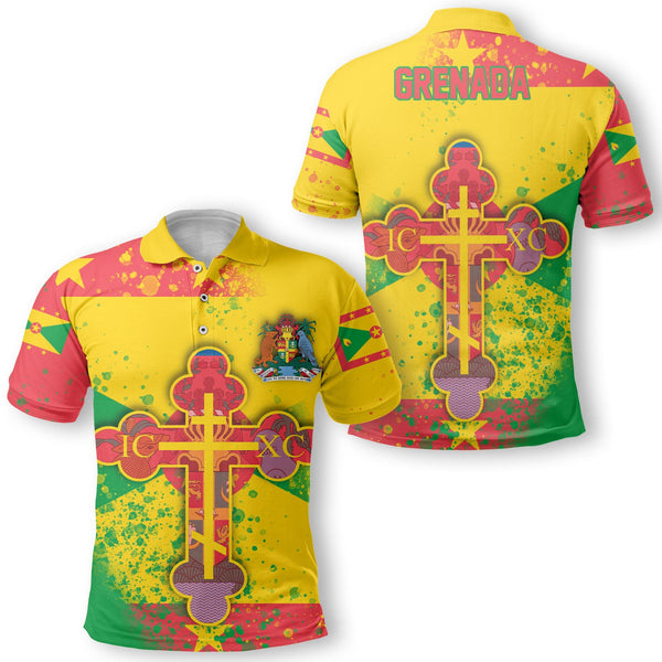 Grenada Polo Shirt Flag & Coat Of Arms Orthodox Style