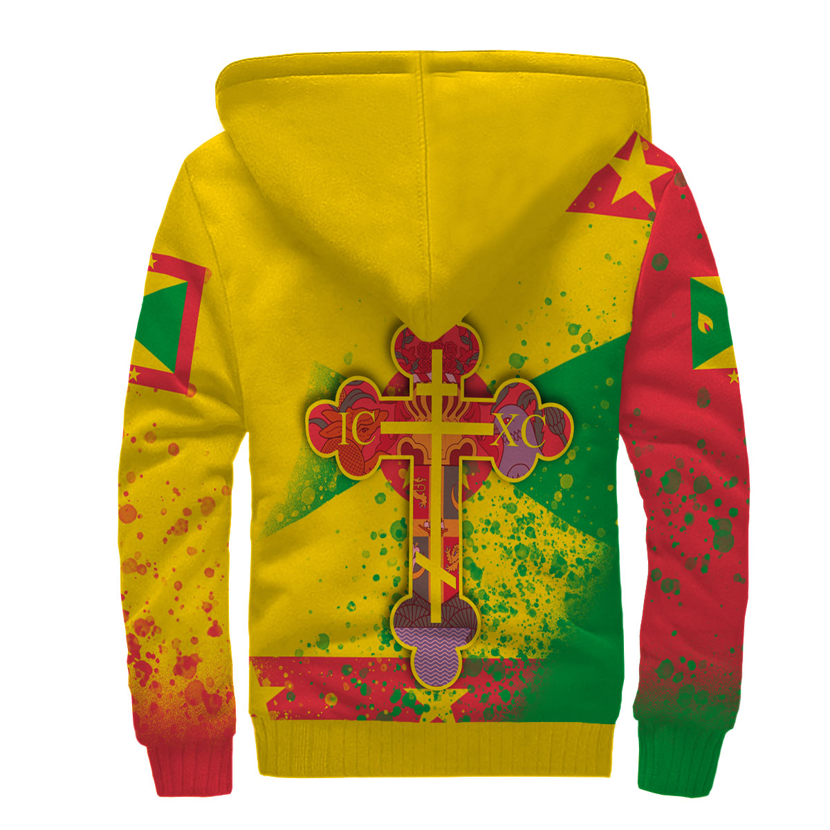 Grenada Sherpa Hoodie Flag & Coat Of Arms Orthodox Style