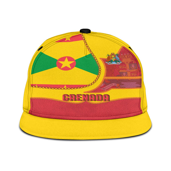 Grenada Snapback Hat Flag & Coat Of Arms Leather Style