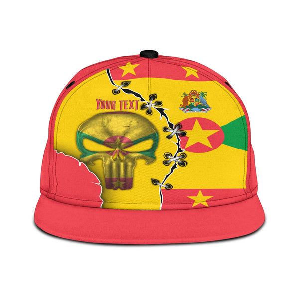 Grenada Snapback Hat Flag & Coat Of Arms Skull Style