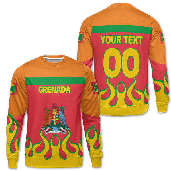 Grenada Sweatshirt Flag & Coat Of Arms Fire Hockey Style