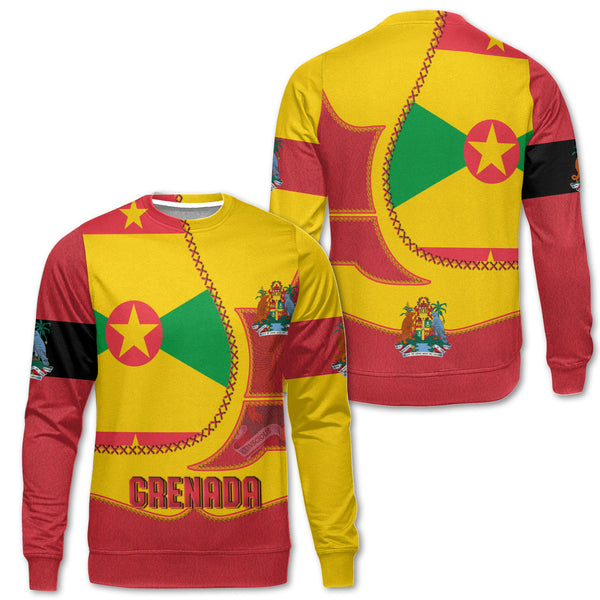 Grenada Sweatshirt Flag & Coat Of Arms Leather Style