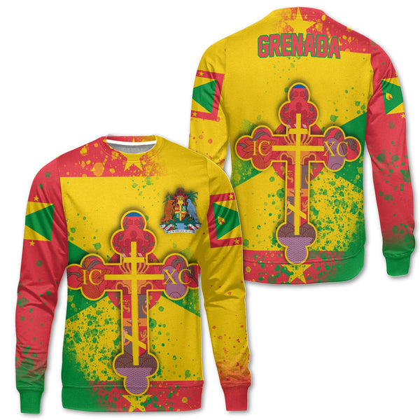 Grenada Sweatshirt Flag & Coat Of Arms Orthodox Style