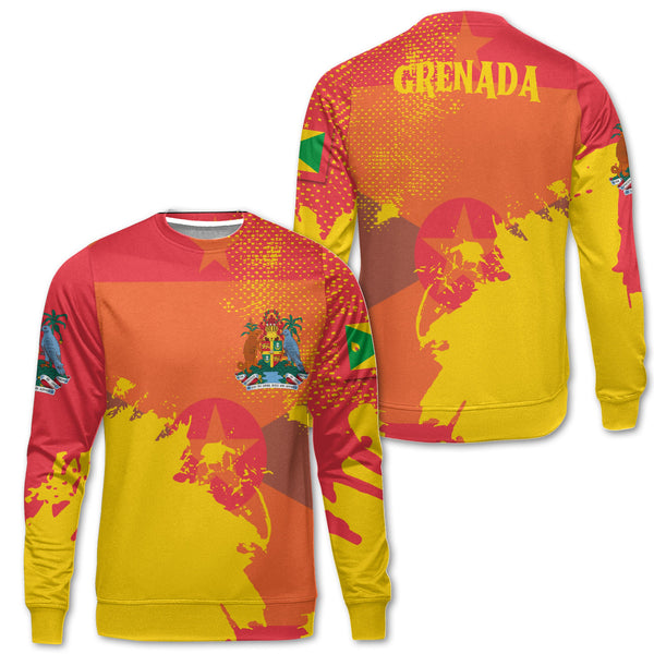 Grenada Sweatshirt Flag & Coat Of Arms Paint Style