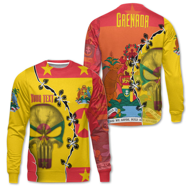 Grenada Sweatshirt Flag & Coat Of Arms Skull Style