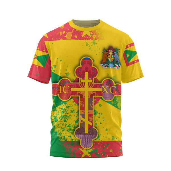 Grenada T Shirt Flag & Coat Of Arms Orthodox Style