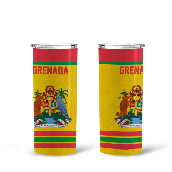 Grenada Tall Glitter Tumbler Flag & Coat Of Arms Hockey Style