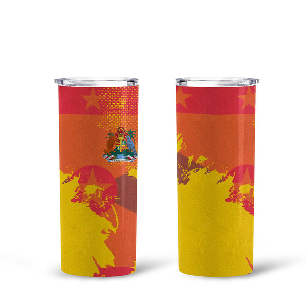 Grenada Tall Glitter Tumbler Flag & Coat Of Arms Paint Style