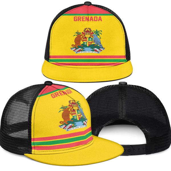 Grenada Trucker Hat Flag & Coat Of Arms Hockey Style