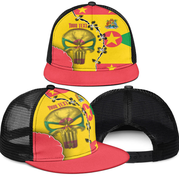 Grenada Trucker Hat Flag & Coat Of Arms Skull Style