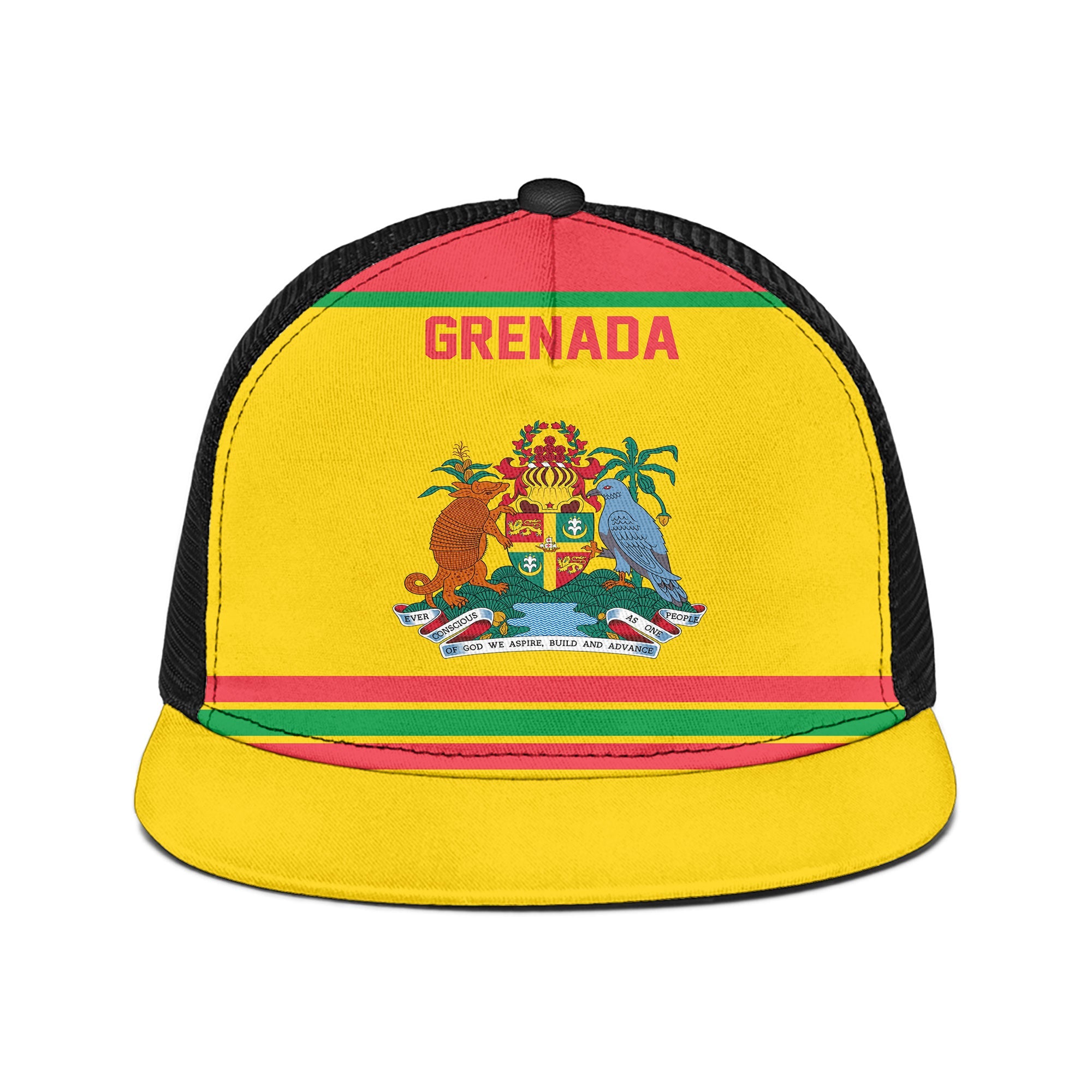 Grenada Trucker Hat Flag & Coat Of Arms Hockey Style