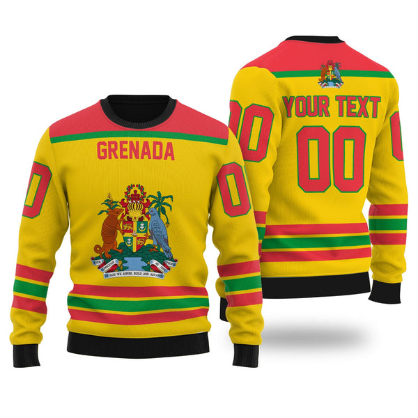 Grenada Ugly Sweater Flag & Coat Of Arms Hockey Style