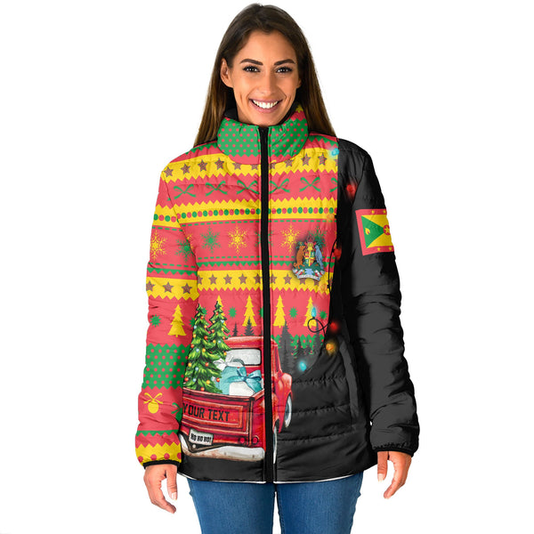 Grenada Women Padded Jacket Coat Of Arms Christmas Style