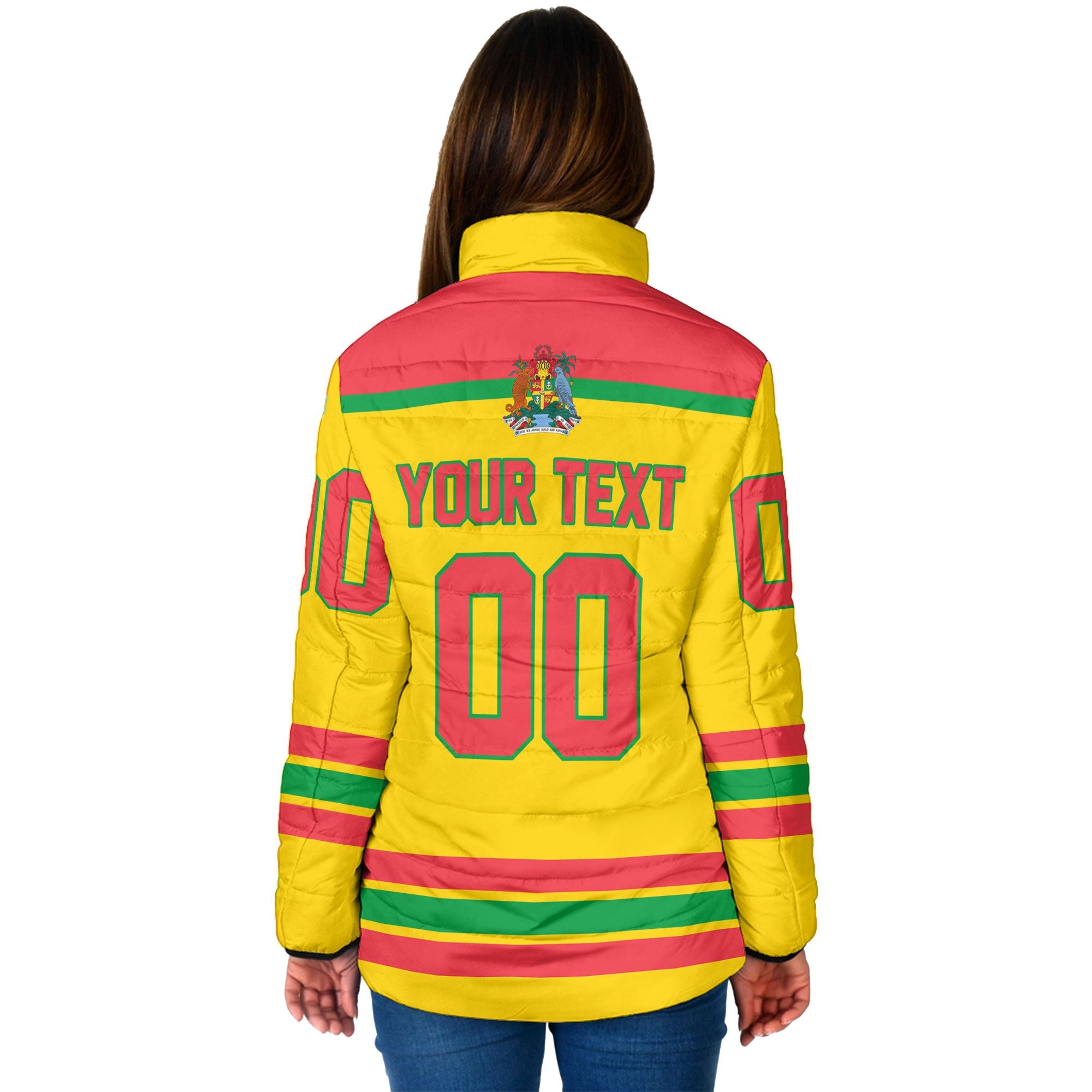 Grenada Women Padded Jacket Flag & Coat Of Arms Hockey Style