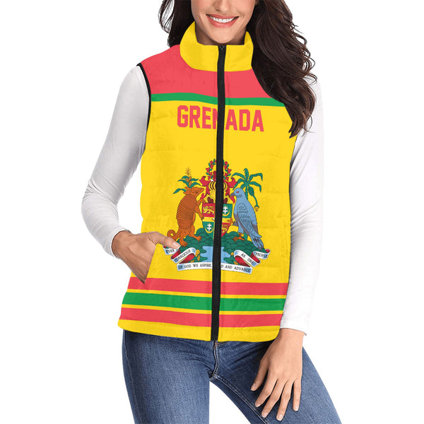 Grenada Women Padded Jacket Vest Flag & Coat Of Arms Hockey Style