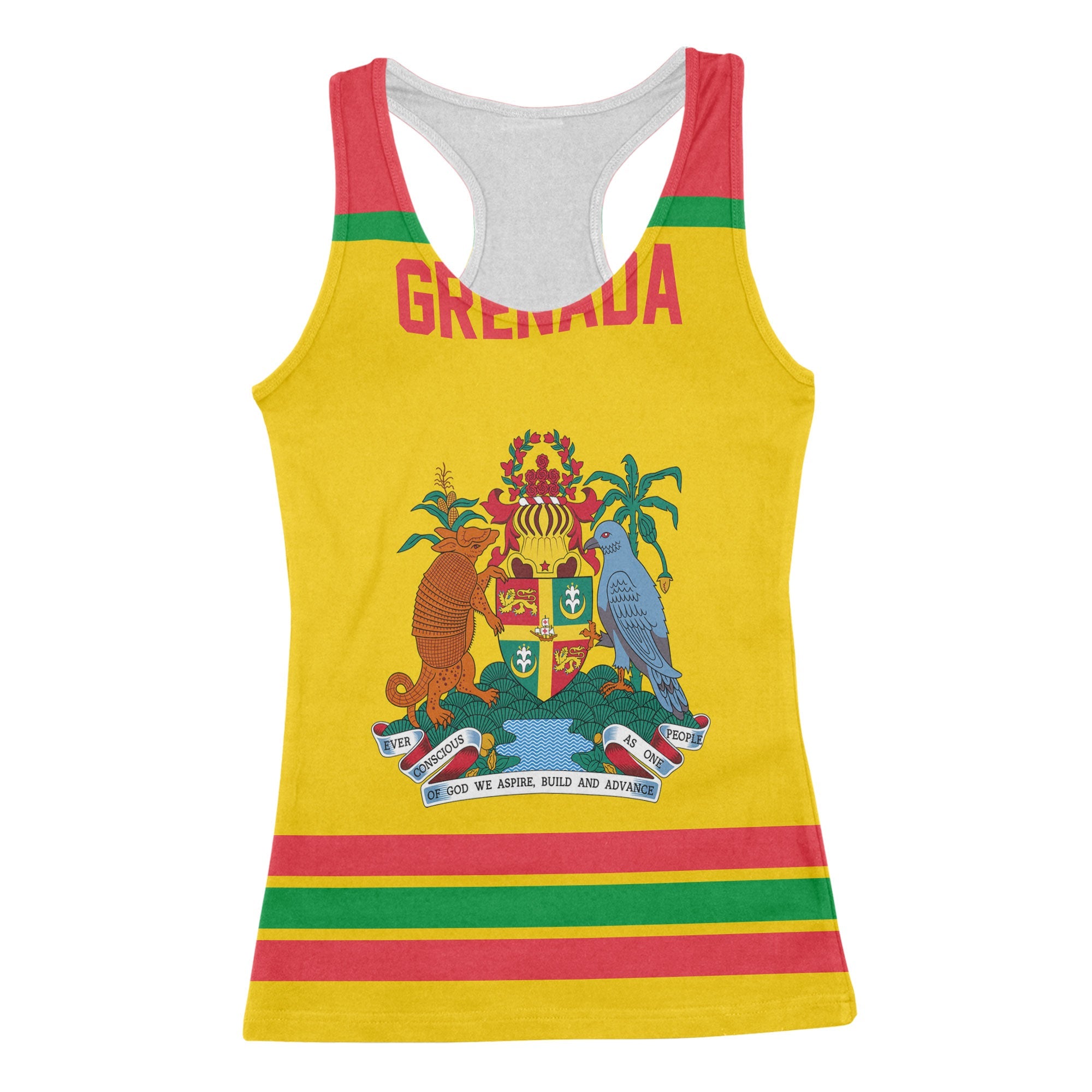 Grenada Women Tank Top Flag & Coat Of Arms Hockey Style