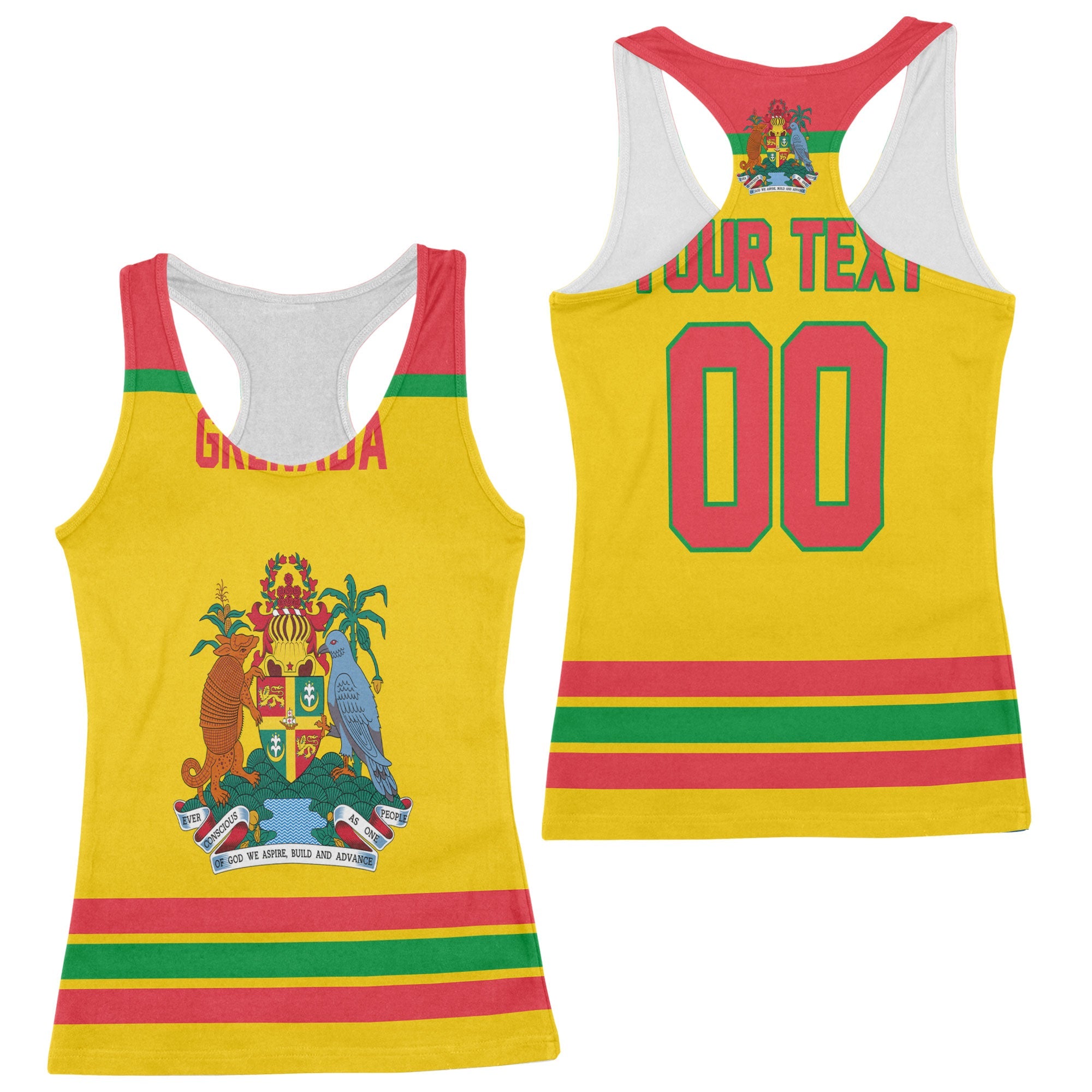 Grenada Women Tank Top Flag & Coat Of Arms Hockey Style