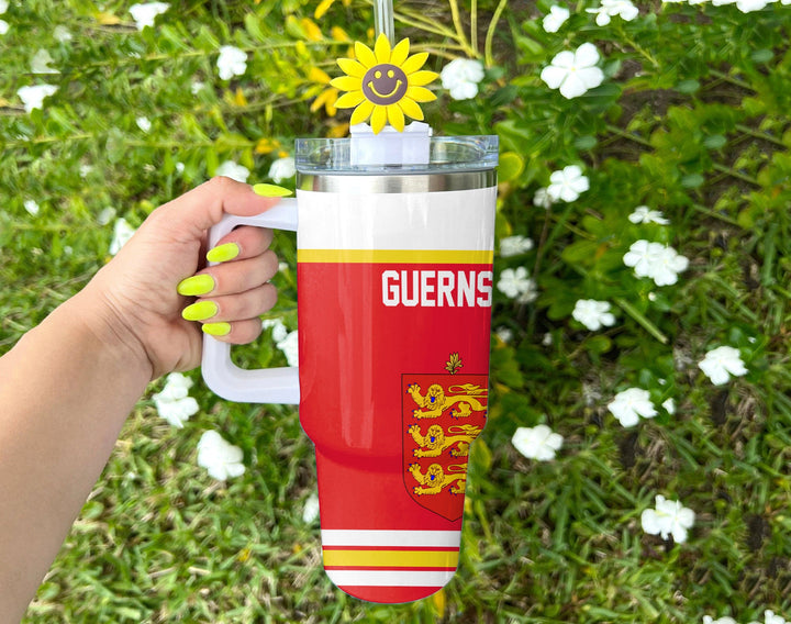 Guernsey Handle Tumbler Flag & Coat Of Arms Hockey Style