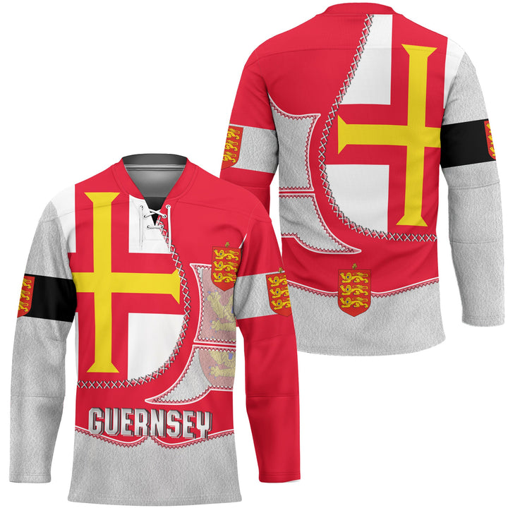 Guernsey Hockey Jersey Flag & Coat Of Arms Leather Style