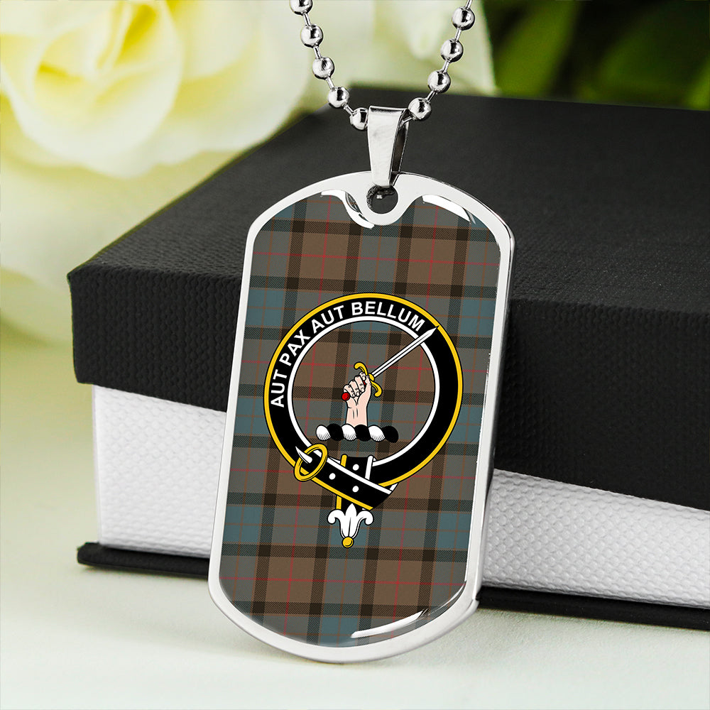 Gunn #2 Weathered Clan Badge Classic Tartan Dog Tag Necklace
