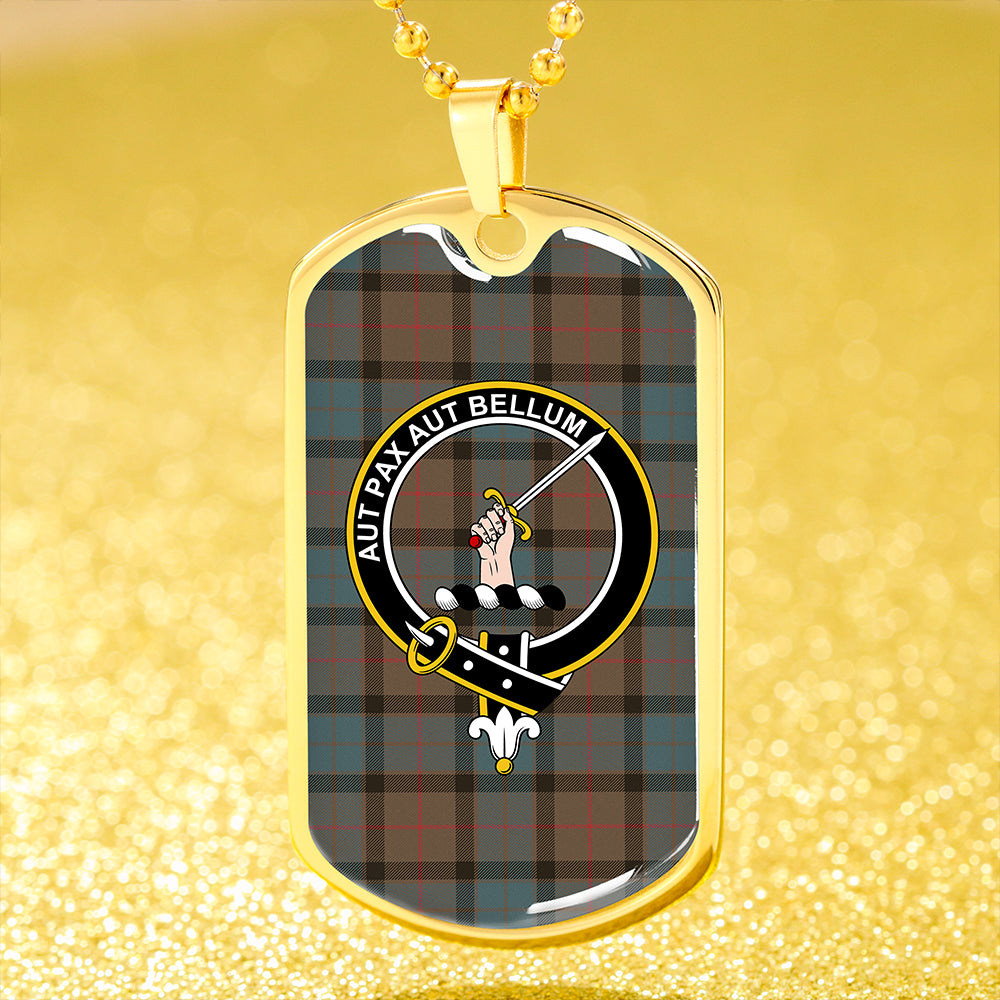 Gunn #2 Weathered Clan Badge Classic Tartan Dog Tag Necklace