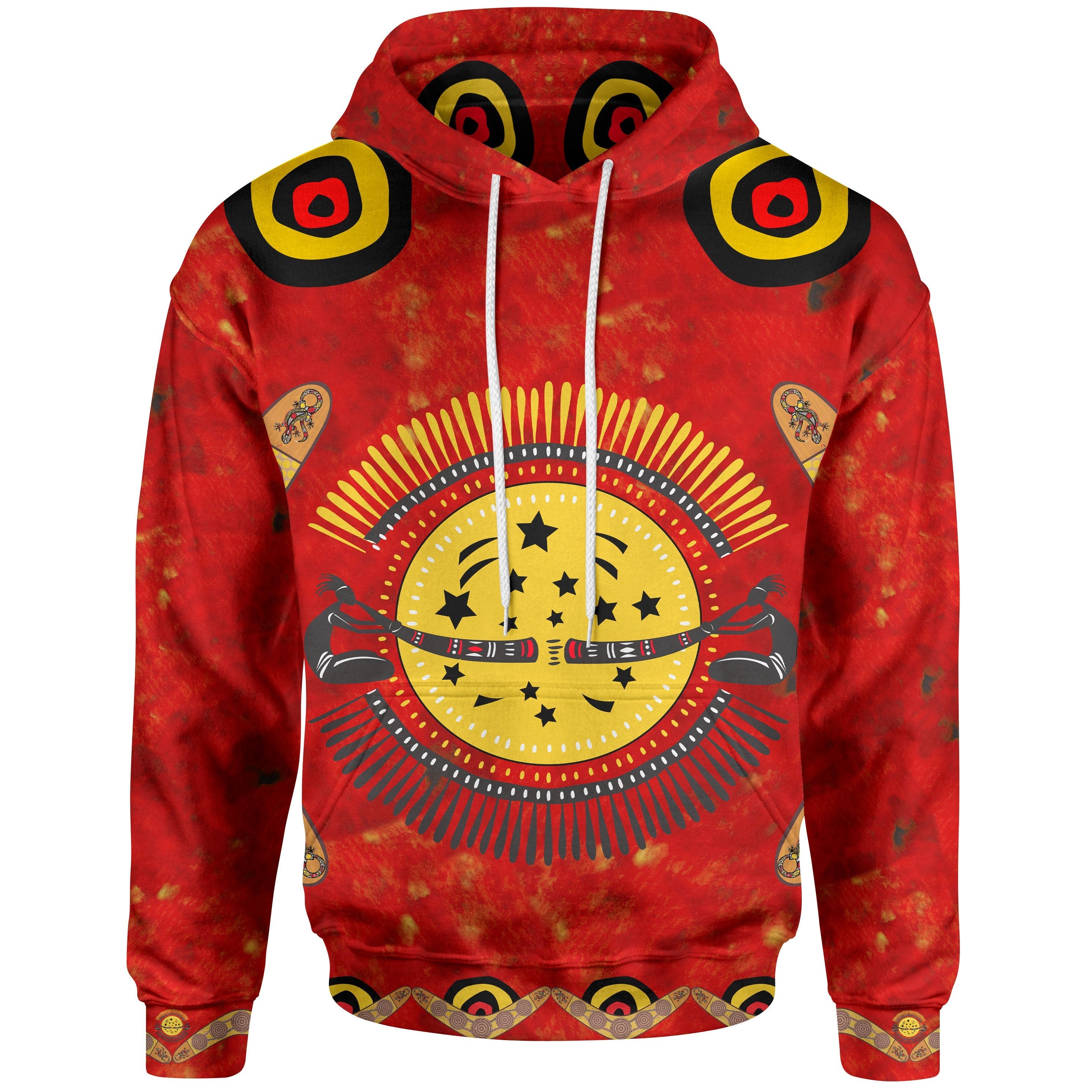 Aboriginal Hoodie - Lizard And Boomerang Pattern