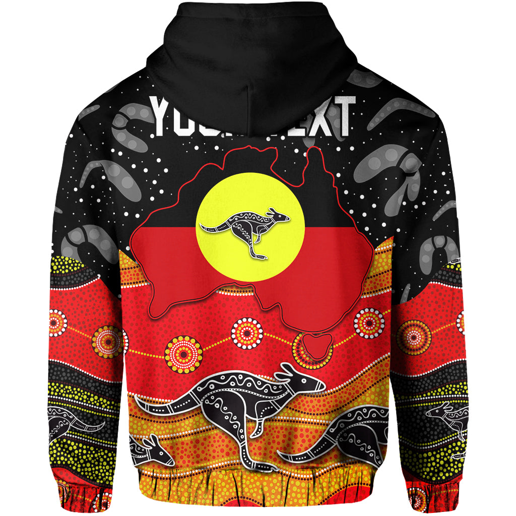 (Custom Personalised) Aboriginal Flag Hoodie Map Aussie