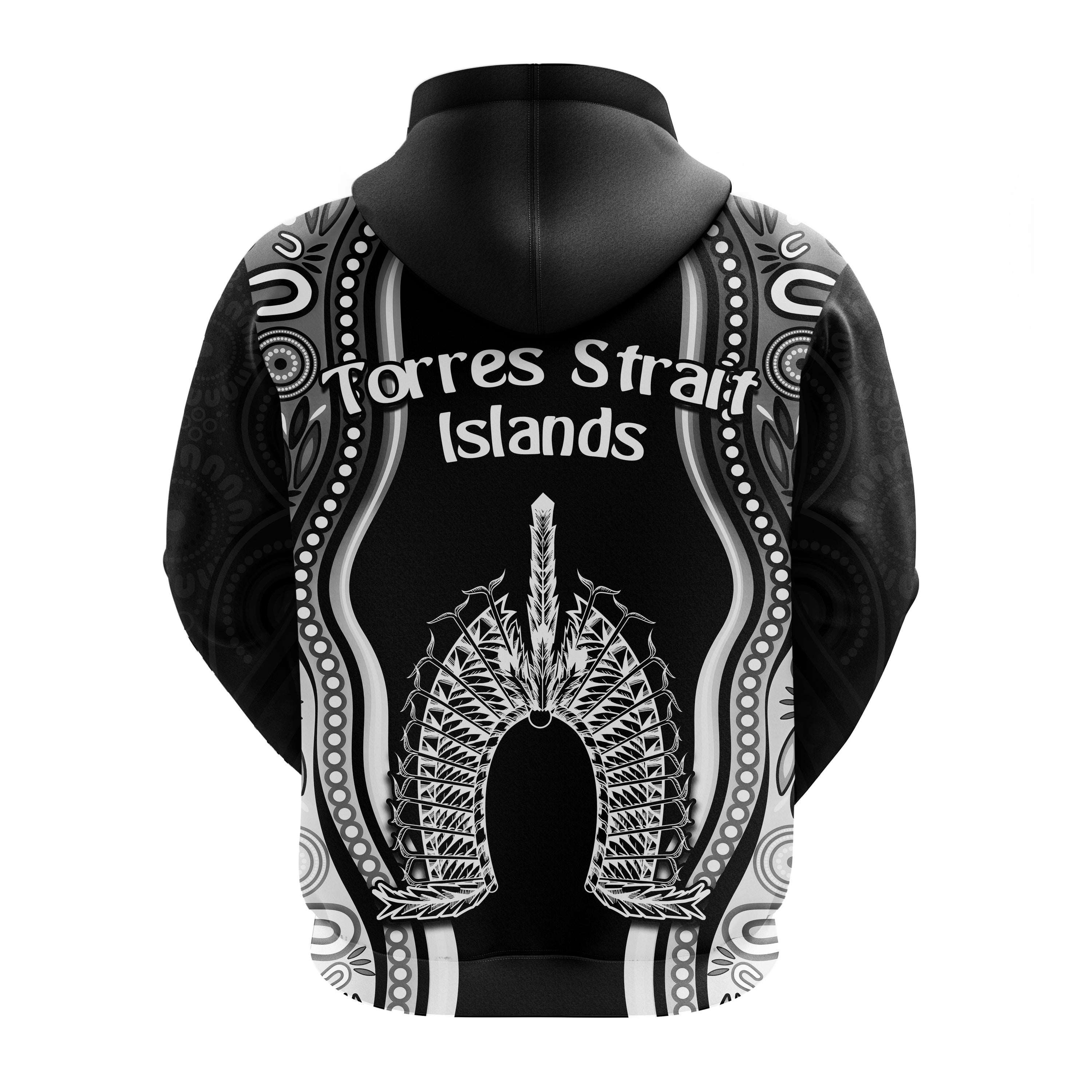 Torres Strait Islands Hoodie The Dhari Mix Aboriginal Turtle Version Black