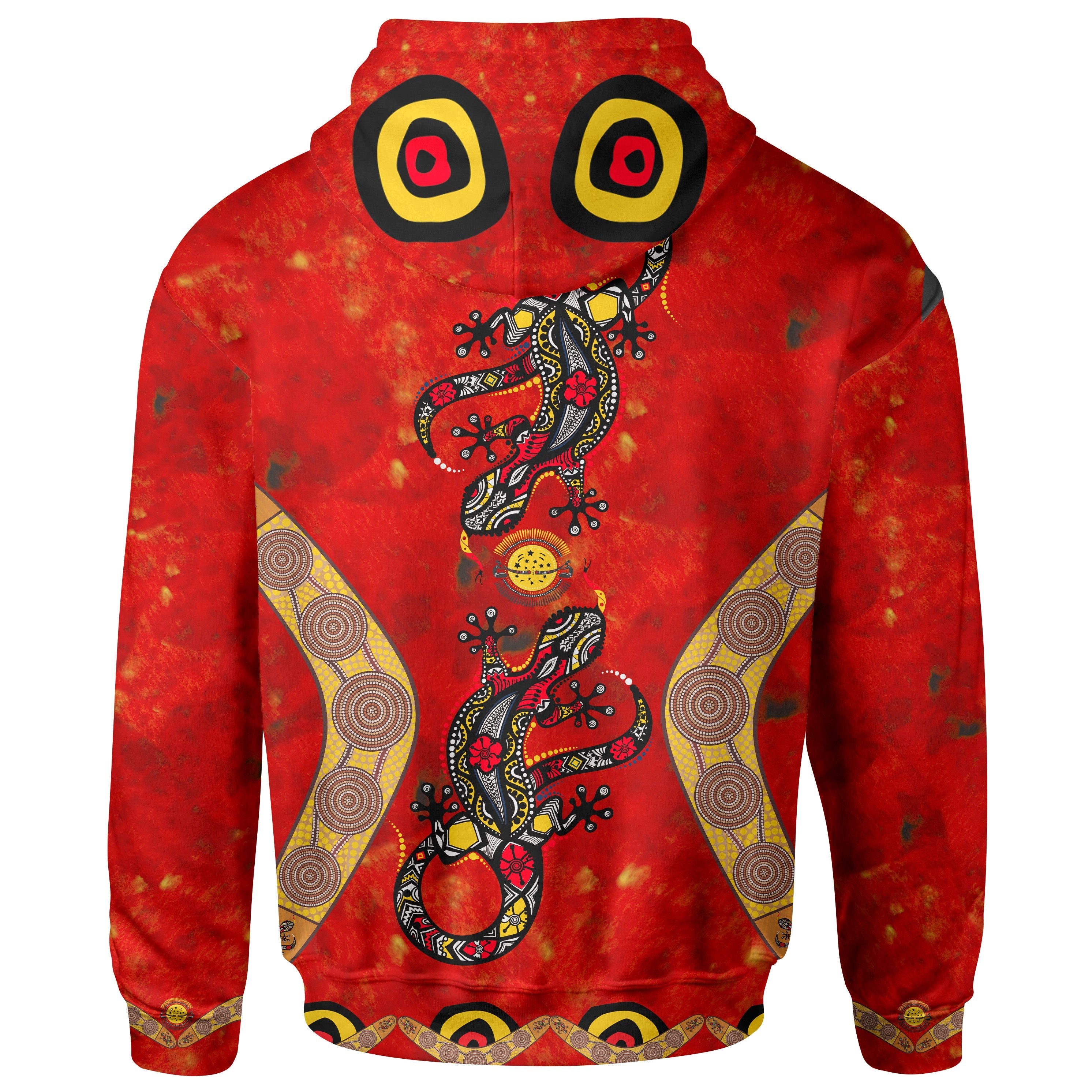 Aboriginal Hoodie - Lizard And Boomerang Pattern