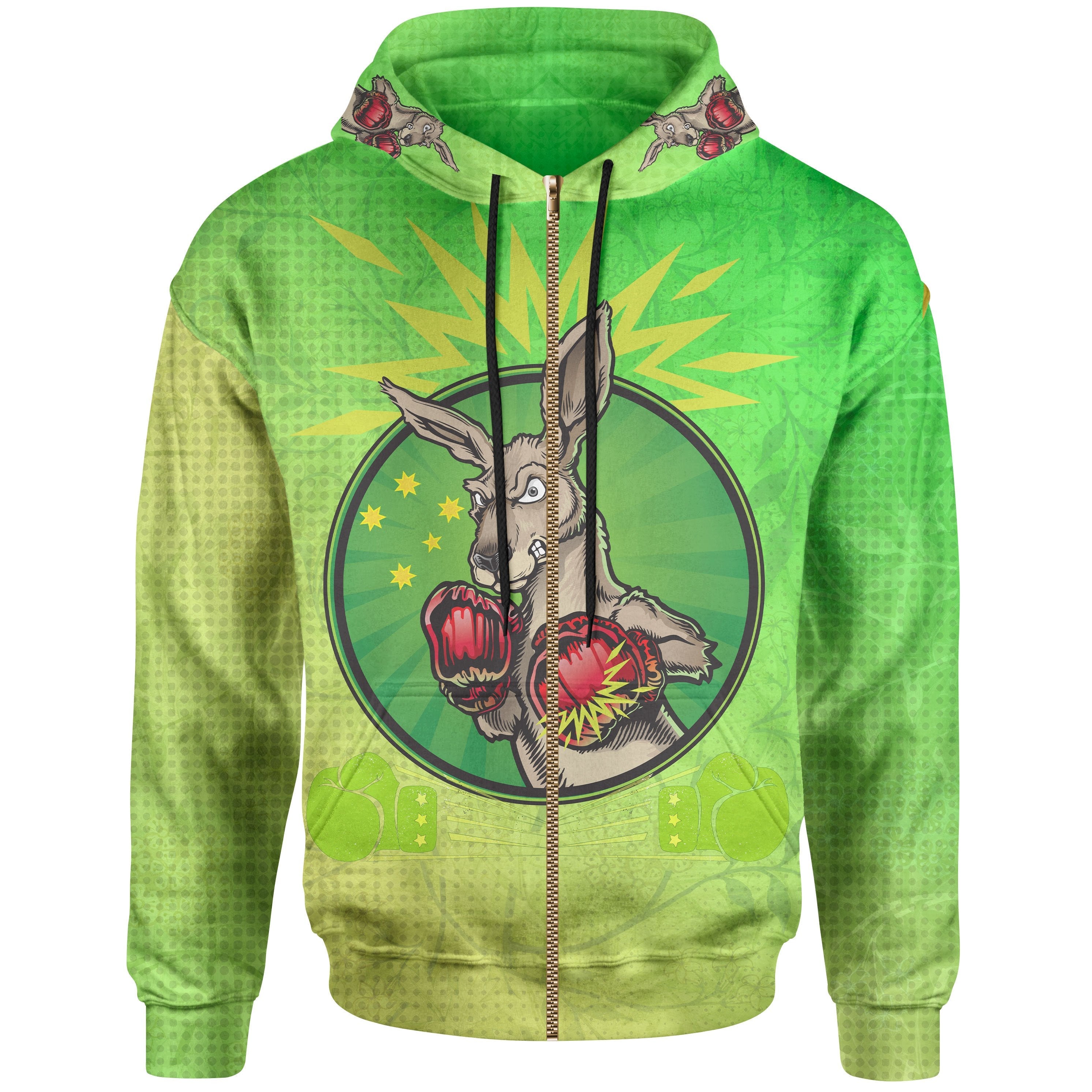 Zip Hoodie - Kangaroo Boxing- Aussie Spirit