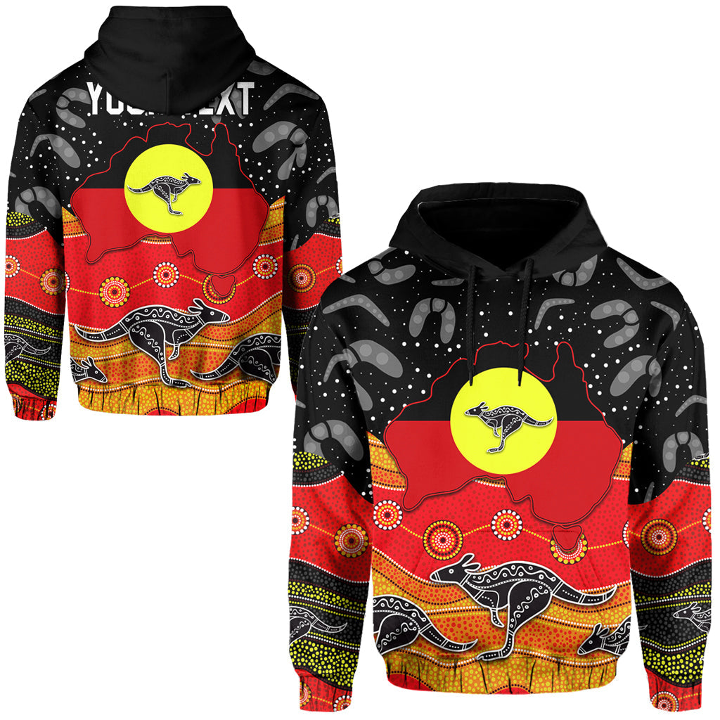 (Custom Personalised) Aboriginal Flag Hoodie Map Aussie