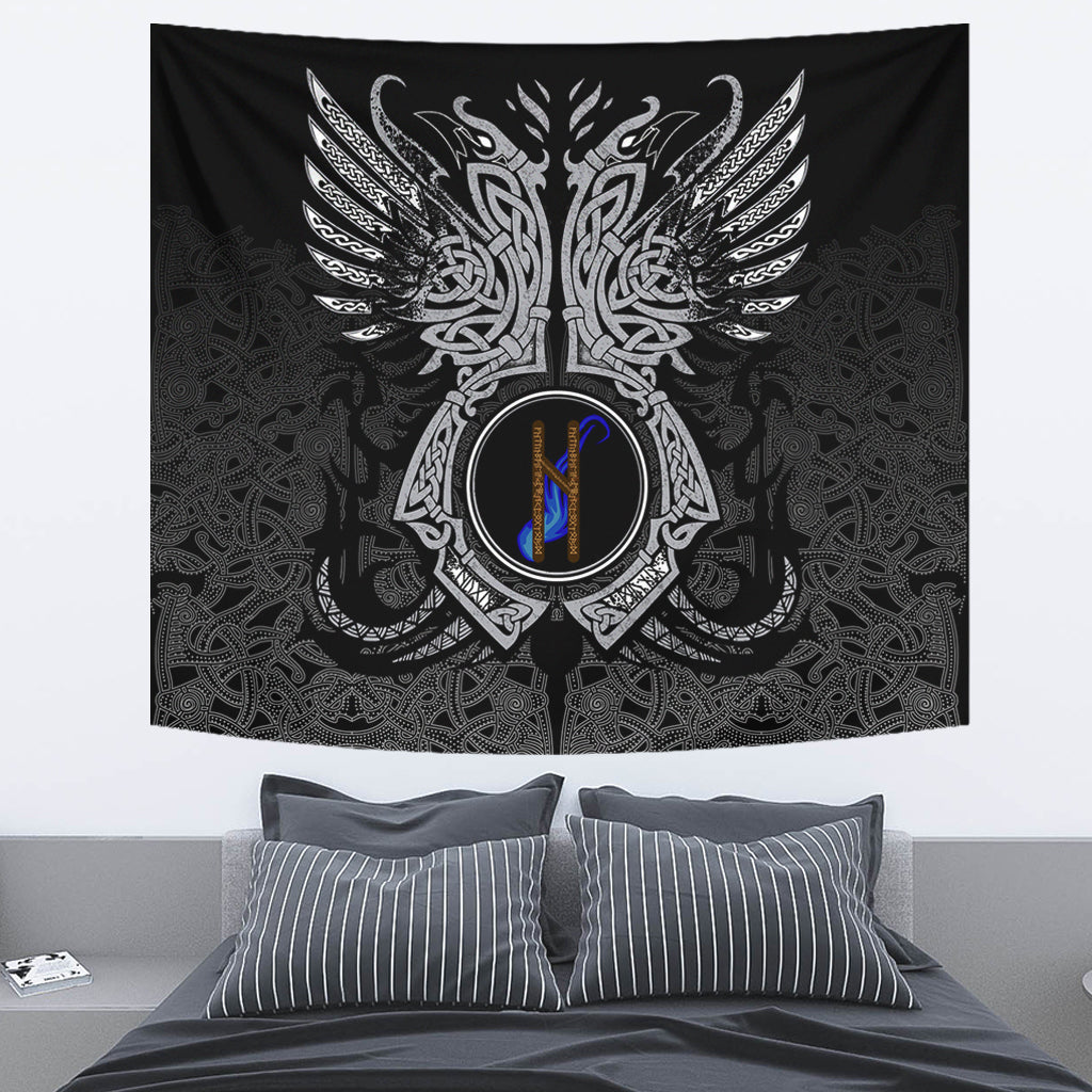 Viking Tapestry Haglaz Rune Raven Tattoo