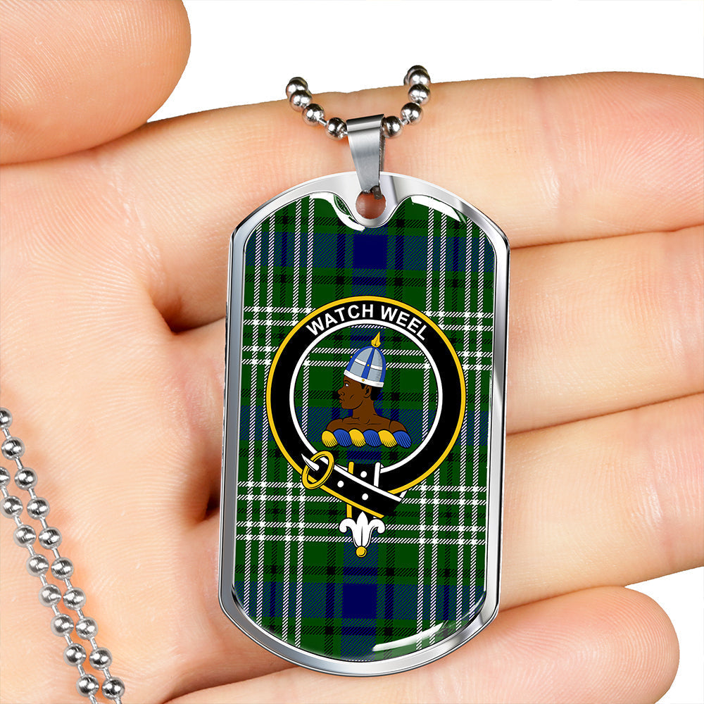 Haliburton Clan Badge Classic Tartan Dog Tag Necklace