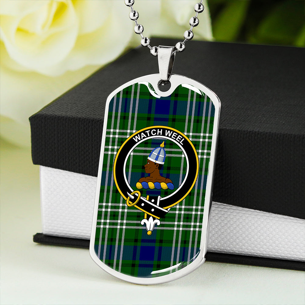Haliburton Clan Badge Classic Tartan Dog Tag Necklace