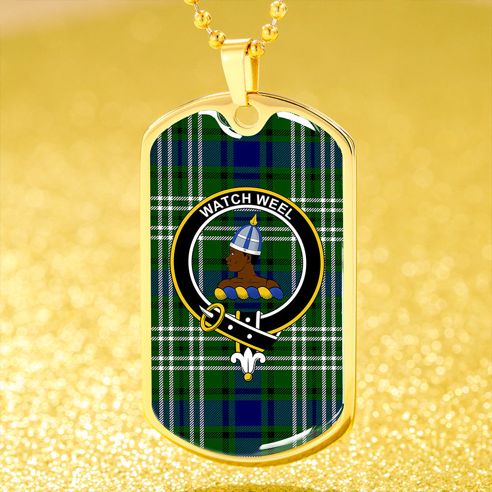 Haliburton Clan Badge Classic Tartan Dog Tag Necklace