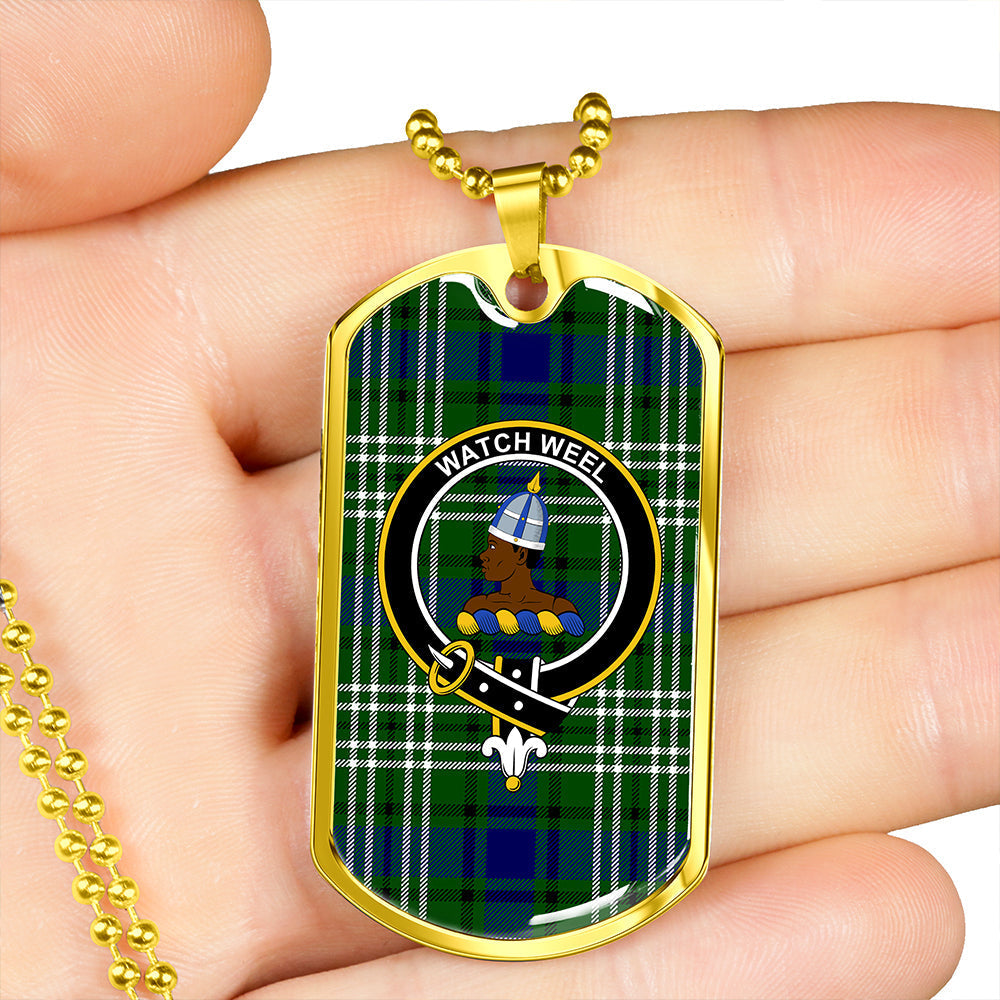 Haliburton Clan Badge Classic Tartan Dog Tag Necklace