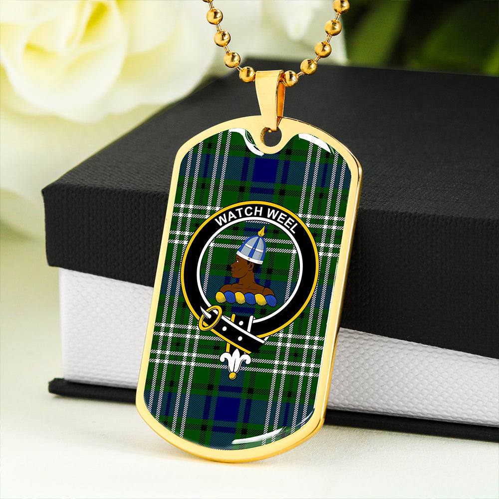 Haliburton Clan Badge Classic Tartan Dog Tag Necklace
