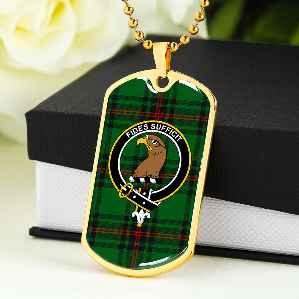 Halkett Clan Badge Classic Tartan Dog Tag Necklace
